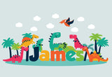 Childrens Kids Bedroom Dinosaur Wall Art Stickers Custom Personlise Name Decal
