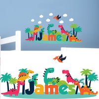 Childrens Kids Bedroom Dinosaur Wall Art Stickers Custom Personlise Name Decal