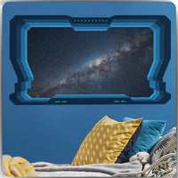 Spaceship Space Window 3D Wall Mural Wallpaper Wall Stickers Galaxy Stars Planets