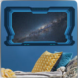 Spaceship Space Window 3D Wall Mural Wallpaper Wall Stickers Galaxy Stars Planets