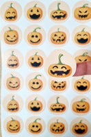 24 Halloween Sweets Stickers Self Adhesive Pumpkin Labels Autumn Round Circle