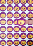 35 Halloween Sweets Stickers Self Adhesive Pumpkin Labels Autumn Round Circle