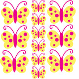 Childrens Bedroom Butterfly Wall Stickers - Bright & Colourful Yellow & Pink