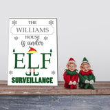 This House Is Under Elf Surveillance Personalised Family Sign Children Kids Christmas Festive