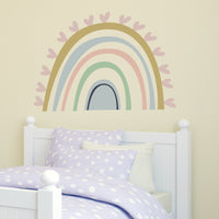 Childrens Kids Bedroom Pretty Boho Rainbow Wall Sticker Decal Pastel Mural Girl