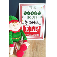 This House Is Under Elf Surveillance Personalised Family Sign Children Kids Christmas Festive