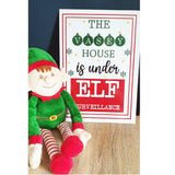 This House Is Under Elf Surveillance Personalised Family Sign Children Kids Christmas Festive