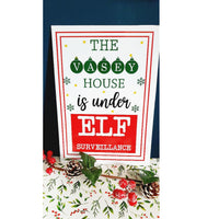 This House Is Under Elf Surveillance Personalised Family Sign Children Kids Christmas Festive