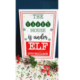 This House Is Under Elf Surveillance Personalised Family Sign Children Kids Christmas Festive
