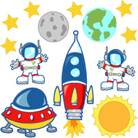 Childrens & Kids Bedroom Space Rockets Planets Vinyl Wall Art Stickers Decals