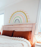 Childrens Kids Bedroom Pretty Boho Rainbow Wall Sticker Decal Pastel Mural Girl