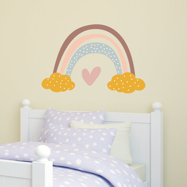 Childrens Kids Bedroom Pretty Boho Rainbow Wall Sticker Decal Pastel Mural Girl