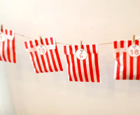 DIY Advent Calendar Paper Bags Stickers Decals 25 Stripy Holly Christmas Pegs