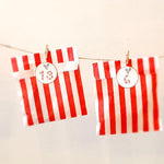 DIY Advent Calendar Paper Bags Stickers Decals 25 Stripy Holly Christmas Pegs