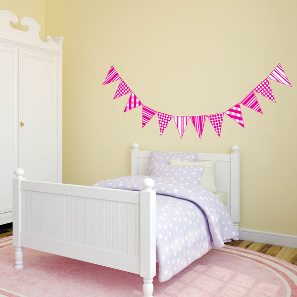 Childrens Bedroom Bunting Flags Wall Art Stickers Decals Kids