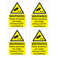 Pack of 4 CCTV 24hr Surveillance Warning Stickers Sign - Car Taxi Home Window