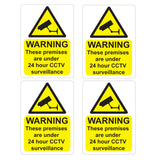 Pack of 4 CCTV 24hr Surveillance Warning Stickers Sign - Car Taxi Home Window