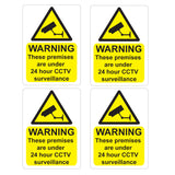 Pack of 4 CCTV 24hr Surveillance Warning Stickers Sign - Car Taxi Home Window