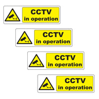 Pack of 4 CCTV in operation Warning Stickers Sign - Car Taxi Home