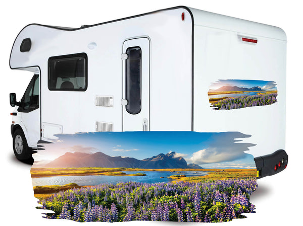Large Mountain and lake scene Motorhome Sticker