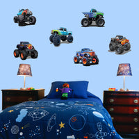 Monster Truck Boys Girls Bedroom Wall Sticker Decal Heavy Jam Four Wheel 6 Pack