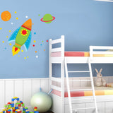 Childrens & Kids Bedroom Space Rockets Planets Vinyl Wall Art Stickers Decals