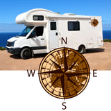 World Map Compass Decal Sticker Graphic for Motorhome Camper Campervan