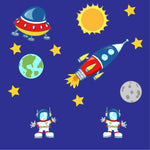 Childrens & Kids Bedroom Space Rockets Planets Vinyl Wall Art Stickers Decals