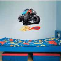Monster Truck Boys Girls Bedroom Wall Sticker Decal Heavy Jam Four Wheel
