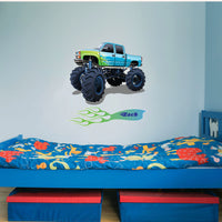 Monster Truck Boys Girls Bedroom Wall Sticker Decal Heavy Jam Four Wheel