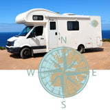 World Map Compass Decal Sticker Graphic for Motorhome Camper Campervan