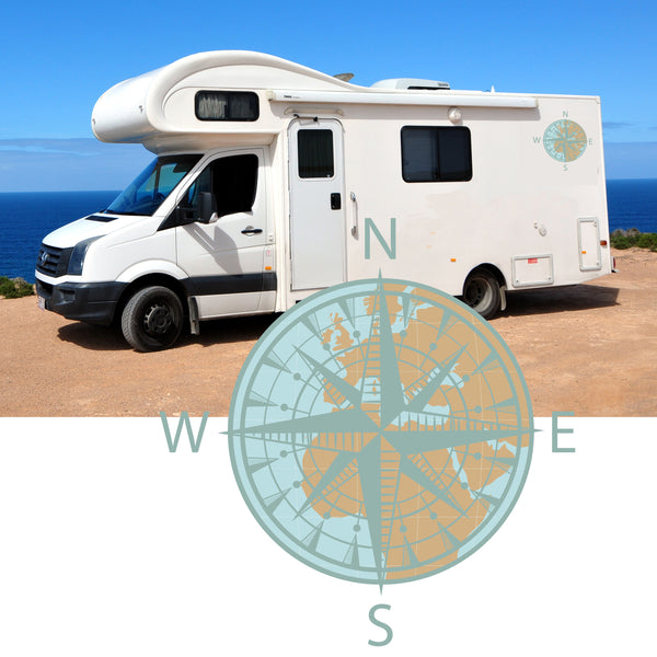 World Map Compass Decal Sticker Graphic for Motorhome Camper Campervan