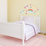 Unicorn Bedroom Wall Art Bright Colour Sticker Decals