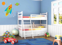 Childrens & Kids Bedroom Space Rockets Planets Vinyl Wall Art Stickers Decals