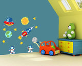 Childrens & Kids Bedroom Space Rockets Planets Vinyl Wall Art Stickers Decals