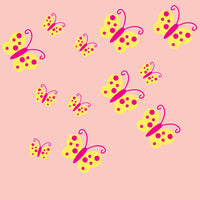 Childrens Bedroom Butterfly Wall Stickers - Bright & Colourful Yellow & Pink