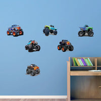 Monster Truck Boys Girls Bedroom Wall Sticker Decal Heavy Jam Four Wheel 6 Pack