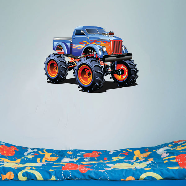 Monster Truck Boys Girls Bedroom Wall Sticker Decal Heavy Jam Four Wheel