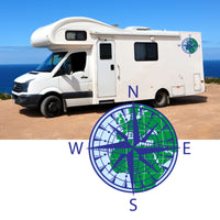 World Map Compass Decal Sticker Graphic for Motorhome Camper Campervan