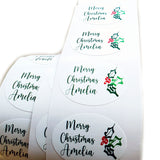 Personalised 30 Christmas Gift Tags Present Stickers Labels Santa Holly Berries