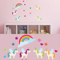 Unicorn Bedroom Wall Art Bright Colour Sticker Decals