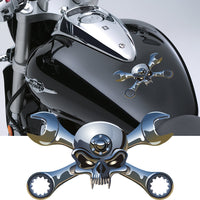 Motorbike Skulls and Crossed Spanner Decals (Motorcycle Stickers Graphics) #1