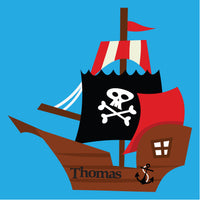 Personalised Pirate Ship Boys Bedroom Wall Sticker Decal Boat